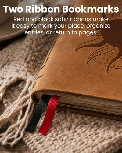 Vista 8 de Diario de cuero con páginas forradas, diseño encuadernado en piel para mujeres y hombres (5 x 7 pulgadas), cuaderno forrado con hojas con líneas