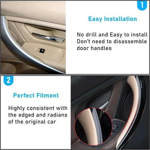 Vista 6 de TTCR-II Compatible con BMW Serie 3 F30 4 Series, 2 envolturas de manija de puerta para BMW 325i 328i 330i 335i F30/F31 2012-2018 y 428i 435i F32/F36