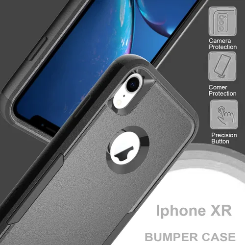 Vista 7 de Funda compatible con Apple iPhone XR, resistente [negra y negra] con [a prueba de golpes] [a prueba de caídas] fundas protectoras para iPhone XR