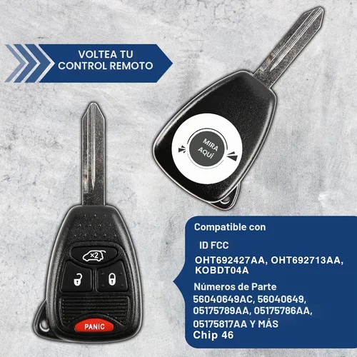 Vista 4 de KeylessOption Llavero para 2004 2005 2006 2007 2008 2009 2010 2011 2012 2013 2014 2015 2016 Chrysler 300 Dodge Durango Ram Jeep Cherokee Remote, 4