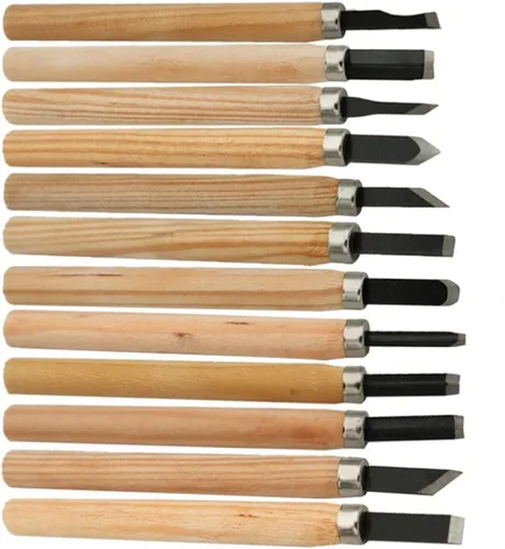 Vista 3 de 12 unids/8 cuchillos de cinceles de tallado de madera para herramientas básicas de corte de madera y herramientas de mano detalladas