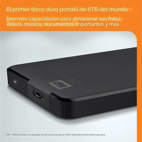 Vista 7 de Western Digital WD - Disco duro externo portátil de 1 TB Elements para Windows, USB 3.2 Gen 1/USB 3.0 para PC y Mac, listo para conectar y usar