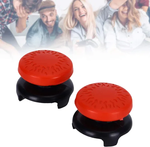 Vista 4 de ASHATA 2 unids Thumbstick para textura 3D Pulgar Grip Stick Joystick Thumbstick para PS 5 Controller Rojo