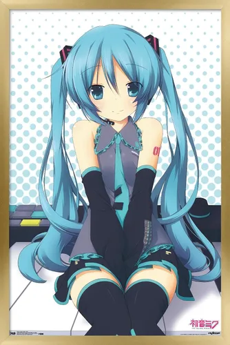 Vista 10 de Trends International Hatsune Miku - Póster de pared de llaves, 14.725 x 22.375 pulgadas, versión enmarcada de madera de granero