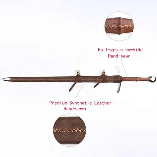 Vista 9 de Handmade Cast Sharp Blade Medieval Sword, Full Tang, with Leather Protective Cover,Real Metal Sword for Collection Gift