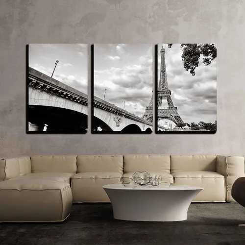 Vista 8 de wall26 - Arte de pared en lienzo de 3 piezas - Vista de la isla de Poros, Grecia y barco en blanco y negro - Arte moderno para el hogar estirado
