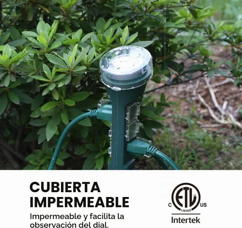 Vista 4 de BN-LINK - Temporizador de estaca para exteriores con temporizador mecánico, 6 tomas de tierra - Cable de 1.8 m, resistente a la intemperie