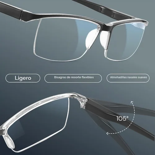 Vista 5 de Gaoye Lentes de lectura de estilo ejecutivo para hombre, lectores duraderos con filtro de luz azul, ajuste cómodo con marcos TR90 2negro