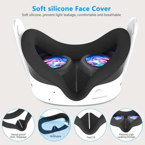 Vista 4 de 7 in 1 Silicone Cover Set Compatible with Meta Quest 3S, VR Accessories for Oculus/Meta Quest 3S Skins and Wraps, Includes Controller Grips Cover