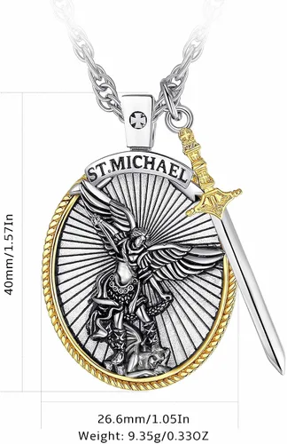 Vista 68 de CELESTIA Medallas de plata de ley 925 San Miguel/San Cristóbal/San Benito/San Gabriel/Virgen María/Jesús/Caravaca/Metatrón/Sello de los Siete