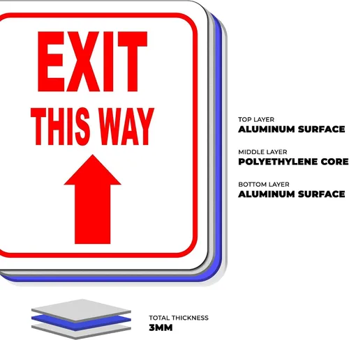 Vista 2 de Exit This Way - Señal de flecha izquierda - Señal de dirección para salida, letreros de aluminio para negocios, señalización de bar, cafetería