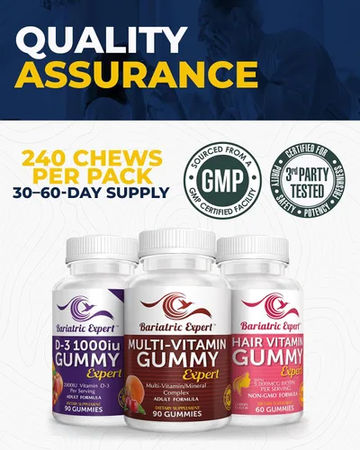 Vista 8 de Multivitamínico bariátrico, paquete de 3 gomitas multivitamínicas, 90 masticables - Gomitas D3 90 masticables - Gomitas de vitaminas