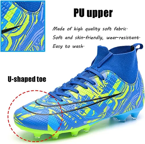Vista 2 de Botas de fútbol para hombre, zapatos de fútbol, zapatos de punta, zapatos cómodos para adultos, atléticas, al aire libre, interior, competición