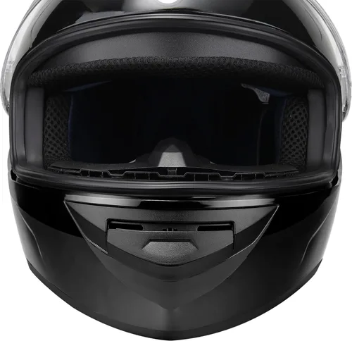 Vista 8 de Casco de motocicleta de cara completa para adultos con aprobación DOT, Casco ligero y aerodinámico de bicicleta de calle negro brillante para Brillo