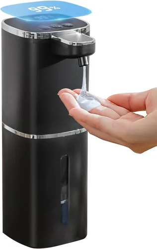 Vista 12 de Dispensador automático de jabón espumoso sin contacto, dispensador de jabón de manos inteligente recargable por USB, 9 niveles ajustables, 13.5 Negro