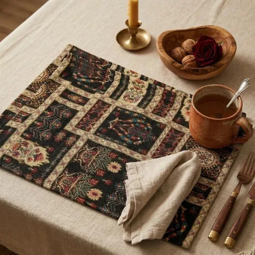 Vista 17 de DaDa Bedding - Juego de 4 manteles individuales de algodón y lino para mesa de comedor, 13 x 19 pulgadas