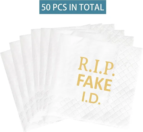 Vista 4 de Servilletas de identificación RIP FAKE - Fiesta de cumpleaños 21, 50