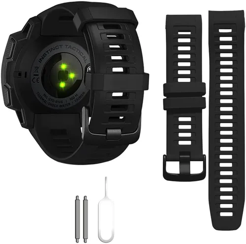 Vista 11 de Threeeggs Correa de repuesto compatible con Garmin Instinct Bands, correa de silicona suave compatible con Garmin Instinct 2, solar, táctica, Rojo