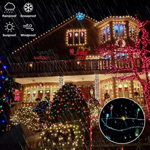 Vista 3 de Lightshare Guirnalda de 300 luces LED de 99 pies, 9 modos, 30 V, enchufable, con control remoto, para el hogar, jardín, patio, Navidad, boda