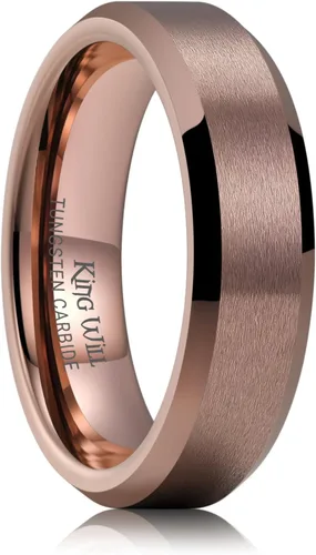 Vista 29 de King Will Anillo de tungsteno para hombres de King Will - Disponible en 6 mm a 10 mm, negro/plata, acabado mate, borde biselado pulido, ajuste