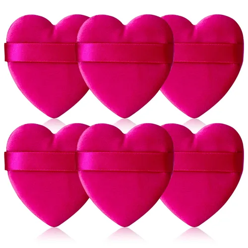 Vista 10 de 12 piezas de polvo en forma de corazón, soplo cosmético para cara, lavable, reutilizable, suave, esponja en polvo, esponja de maquillaje