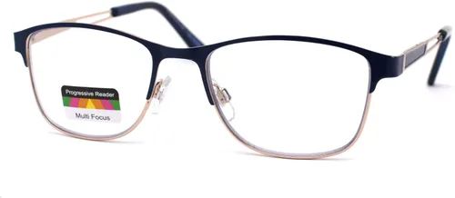 Vista 8 de Rectángulo de metal medio borde bisagra de resorte 3 gafas de lectura progresivas multifocales