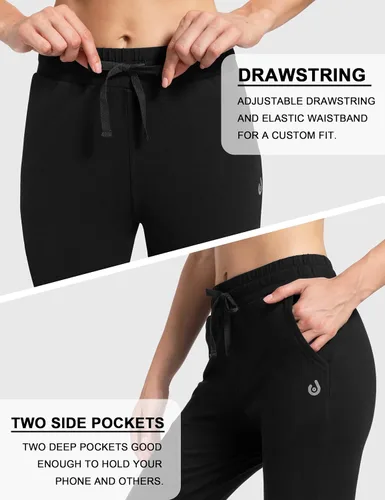 Vista 4 de HARTPOR Pantalones deportivos de algodón para mujer, pantalones deportivos para yoga, pantalones deportivos casuales para correr con bolsillos