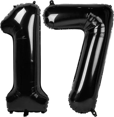 Vista 286 de Globos con números de 40 pulgadas, color negro, para decoraciones de cumpleaños de 10 a 100 años Jumbo 40In & Vibrant Color, With Hanging Holes