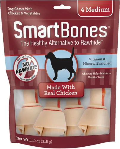 Vista 8 de SmartBones - Masticables medianos con carne de vacuno real, 4 unidades, sin piel cruda para perros