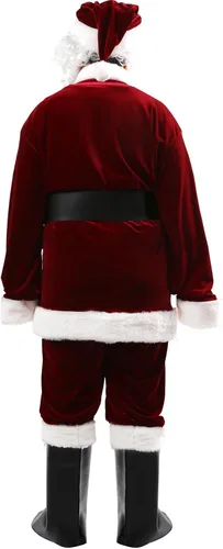 Vista 2 de Disfraz de Papá Noel para hombre, disfraz de Santa Claus de lujo, traje de Papá Noel de terciopelo para adultos y hombres, traje de Santa