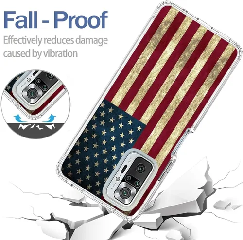 Vista 7 de Funda para teléfono Redmi Note 10 Pro 4G/Note 10 Pro Max con protector de pantalla de vidrio templado, lindo patrón de bandera transparente