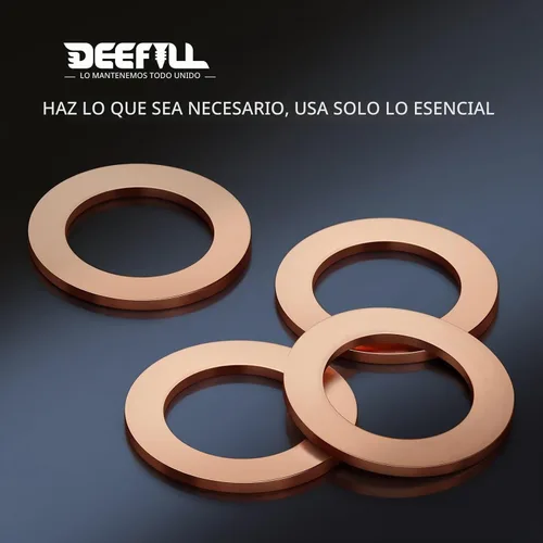Vista 7 de (20 piezas) M14 Rojo Cobre Aceite Drenaje Tapón Aplastar Arandelas Refrigerante Junta Anillo Sello DFL-030