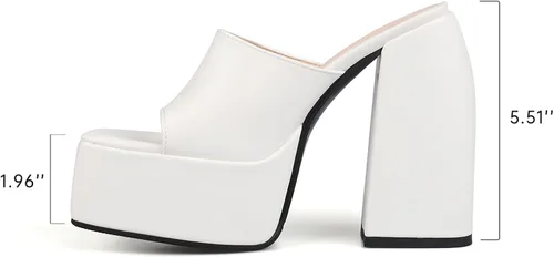 Vista 2 de Dsevht Sandalias de plataforma gruesa para mujer, sin cordones, puntera cuadrada, con tacón alto