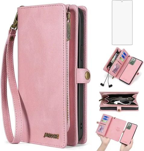 Vista 9 de Asuwish Funda de teléfono para Samsung Galaxy Note 20 5G con cremallera, funda desmontable con protector de pantalla de vidrio templado y tarjetero