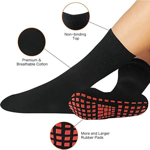Vista 2 de NOVAYARD 5 pares de calcetines antideslizantes para hospital, diabéticos, yoga, pilates, barre hombres y mujeres