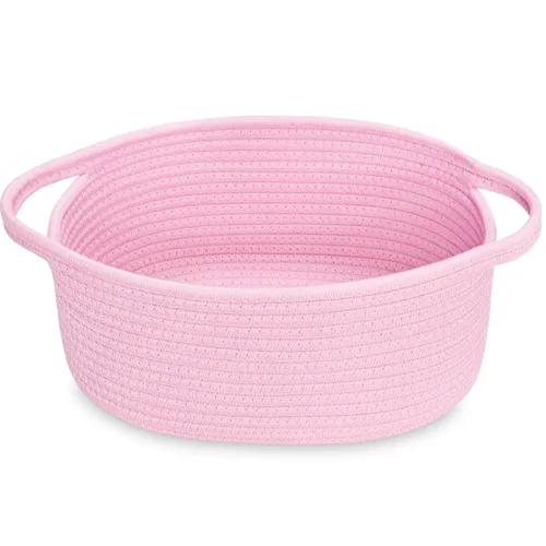 Vista 28 de ABenkle Cesta Pequeña con Asas - Contenedor de Almacenamiento Tejido de Cuerda Decorativo Duradero Cubo Organizador de Estante, Cesta de Regalo