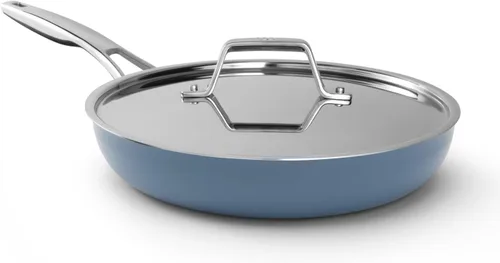 Vista 8 de Calphalon Premier - Sartén antiadherente de cerámica de 10 pulgadas, sartén de cerámica duradera para sellar, saltear, utensilios de cocina de larga