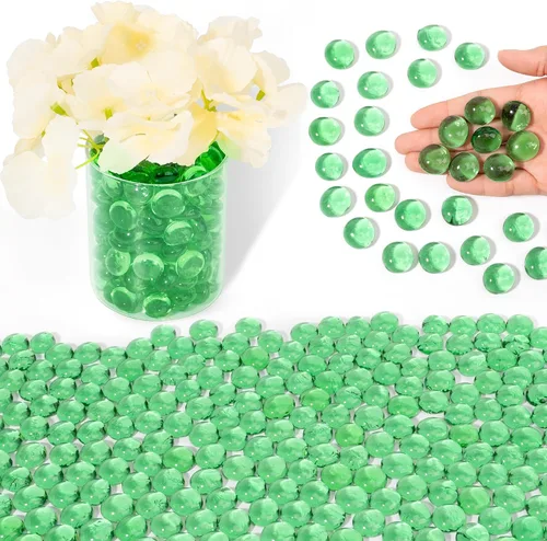 Vista 12 de Cuentas de vidrio para jarrones, cuentas decorativas de 0.97 libras, canicas planas para soporte de flores, manualidades, piedras de Mancala Blanco