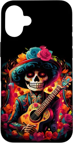 Vista 22 de iPhone 16 Sugar Skull Day of the DEAD Dia de Los Muertos Mariachi Case