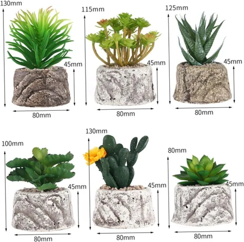 Vista 7 de 1 juego de plantas de imitación delicado diseño de simulación para oficina en casa y decoración de centros comerciales, piedra loto pequeño lirio