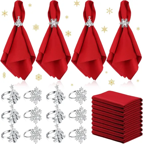 Vista 12 de Sliner - Juego de 24 servilleteros de Navidad, metal, alce, campana