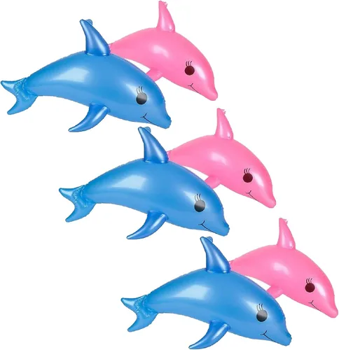 Vista 7 de Juguete inflable de delfín perlado azul y rosa de 22 pulgadas (juego de 2) inflable para playa junto a la piscina