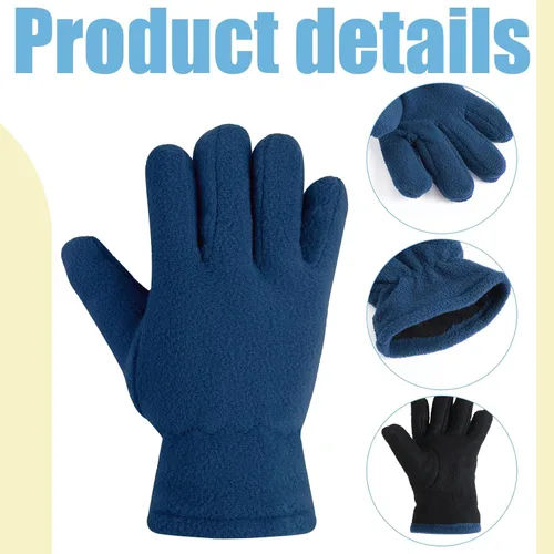 Vista 3 de SATINIOR 3 pares de guantes de invierno de forro polar para niños y niñas, guantes cálidos para niños y niñas, suministros de actividades al aire