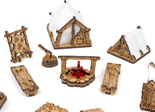 Vista 6 de TowerRex Adventurers Camp D&D Terreno, terreno de dispersión de muebles para miniaturas de 0.984 in, 1.260 in, 1.102 in, accesorios DND