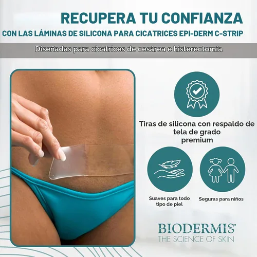 Vista 2 de Epiderm - Tiras de silicona para cicatrices, cinta de silicona reutilizable Transparente (paquete de 5)