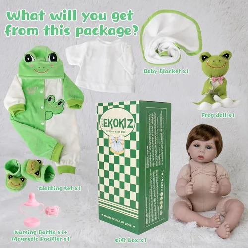 Vista 7 de Muñecas Reborn Baby – Muñecas realistas de recién nacido de 22 pulgadas, cuerpo de tela suave, completo con ropa y accesorios de juguetes, juego