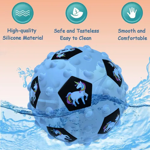 Vista 5 de Pelotas antiestrés 3D Pop Fidget juguete, baloncesto de silicona, juguete de burbujas para apretar, alivia la ansiedad, pelota de rugby con inflador