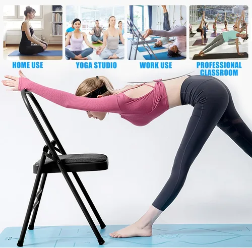 Vista 6 de INNOLIFE Foldable Backless Yoga Chair with Resistance Band for Abs & Core, Flexibility and Strength Training and Back Pain Relieving