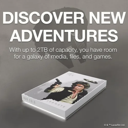 Vista 6 de Seagate Han Solo SE FireCuda - Disco duro externo de 2 TB - USB 32 iluminación LED RGB personalizable blanco funciona con PC Mac Playstation y Xbox