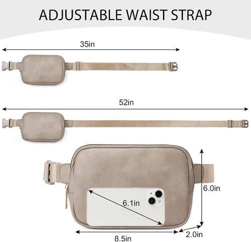 Vista 3 de CLUCI Riñonera para mujer, cangurera cruzada para mujer, moderna, de piel sintética, con correas ajustables, Gris